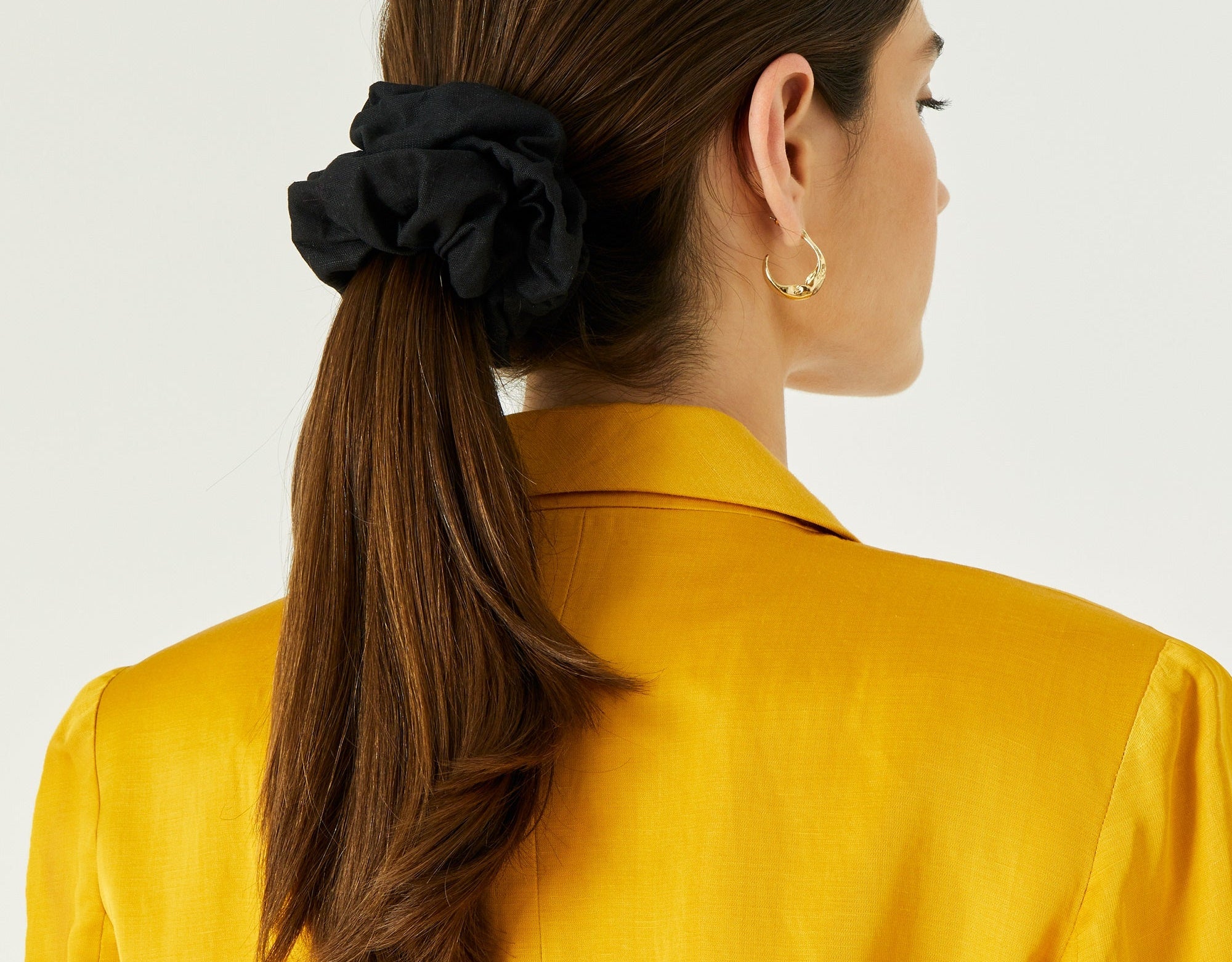 Accessorize London Women's Black Linen Hair Scrunchie