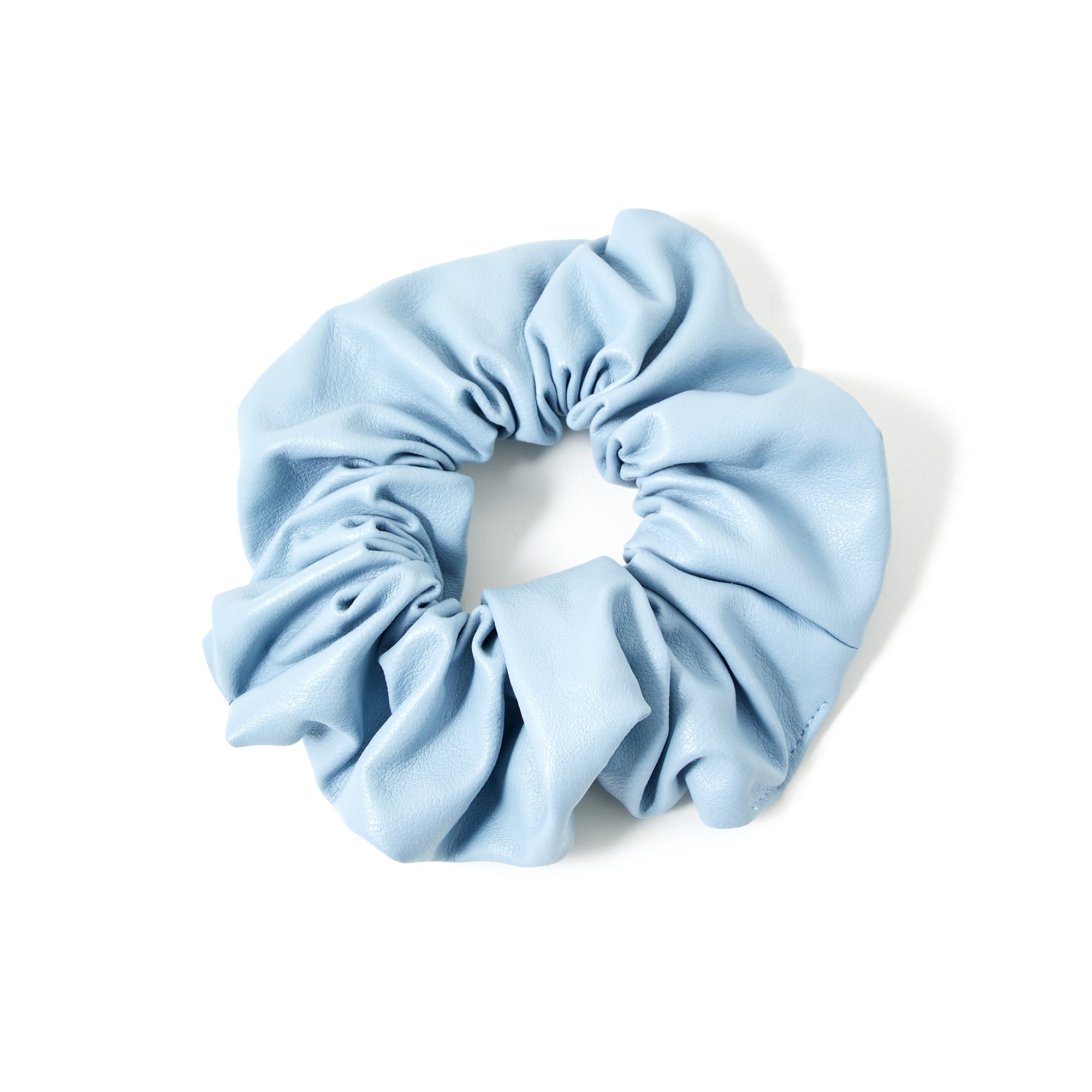 Accessorize London Women's Light Blue Textured Pu Hair Scrunchie