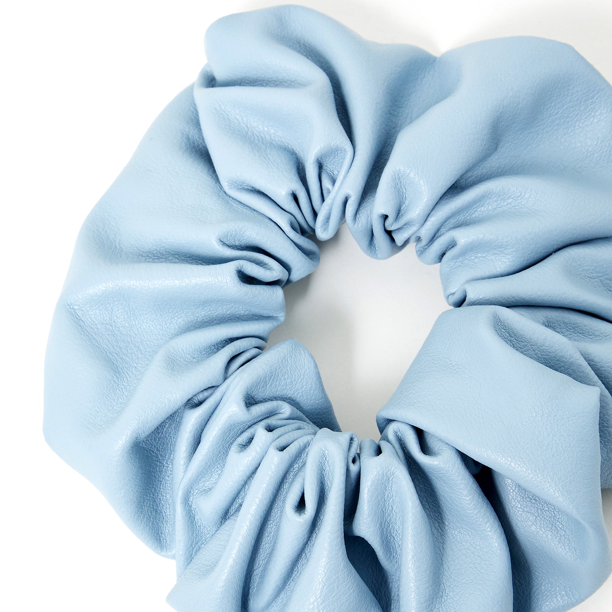 Accessorize London Women's Light Blue Textured Pu Hair Scrunchie