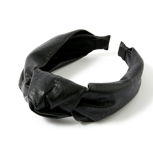 Accessorize London Women's Textured Black Pu Knot Alice Hair Band