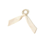 Accessorize London Women's Pearl And Nude Satin Pony