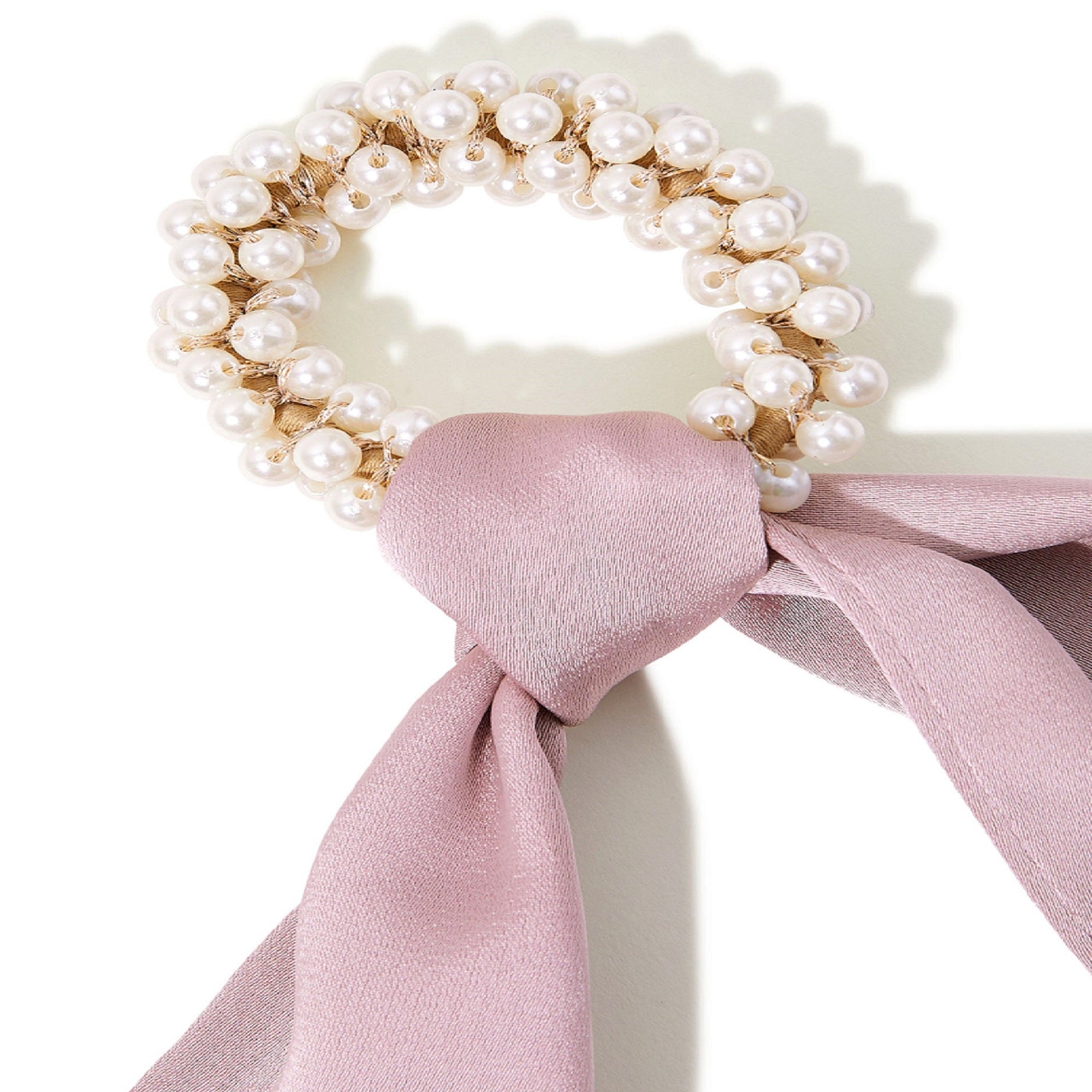 Accessorize London Women's Pearl And Pink Satin Pony