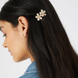 Accessorize London Women's Set of 2 Ivory Floral Gem Slide Hair Clip