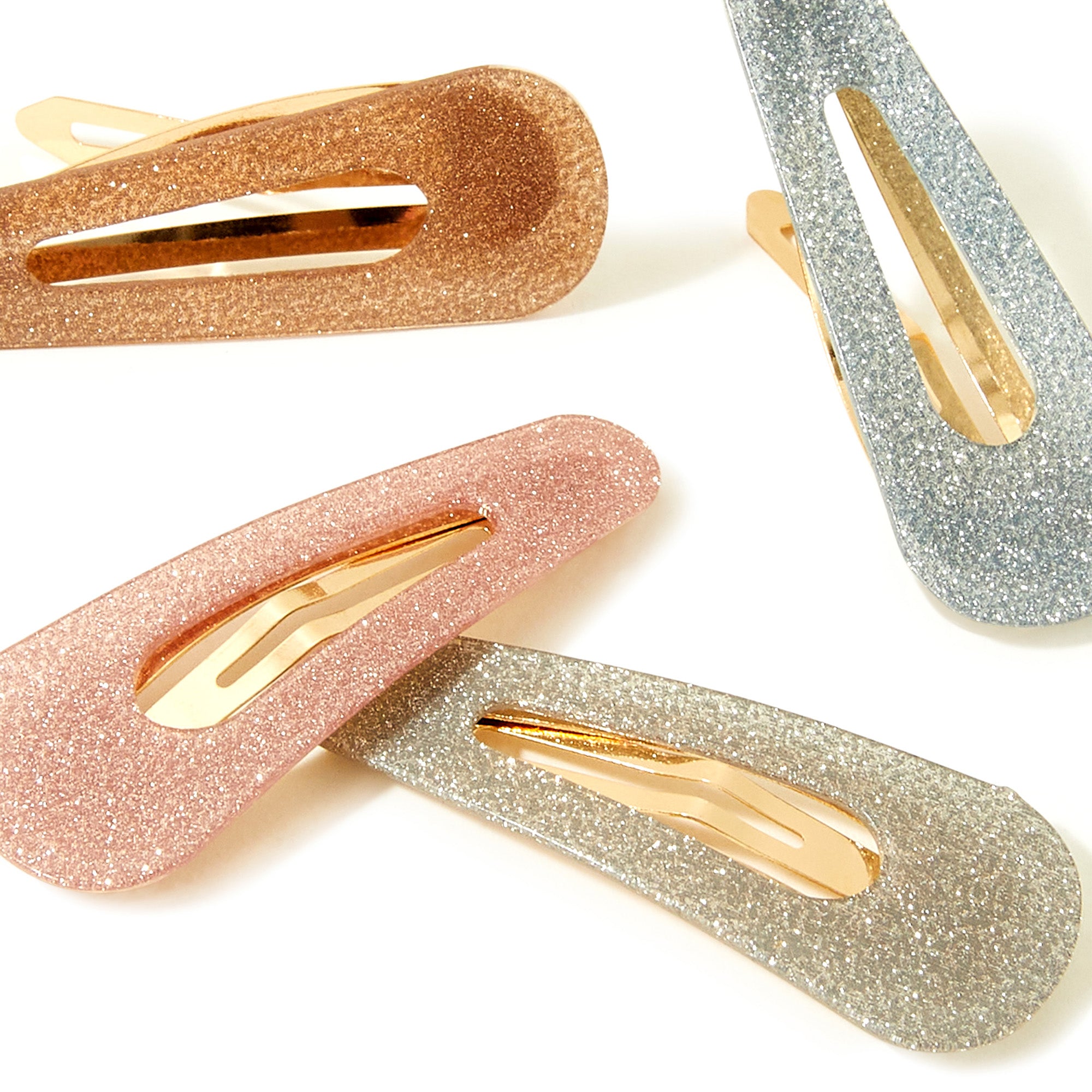 Accessorize London Women's Set of 4 Trapped Glitter Snap Hair Clips