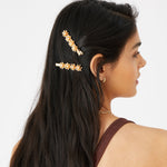 Accessorize London Women's Set of 2 Gold Floral Hair Clips