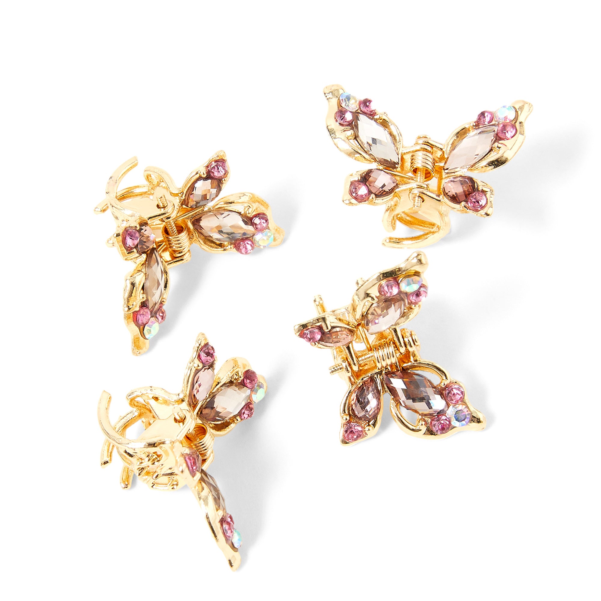 Accessorize London Women's Set of 4 Mini Butterfly Hair Claw Clip Pack