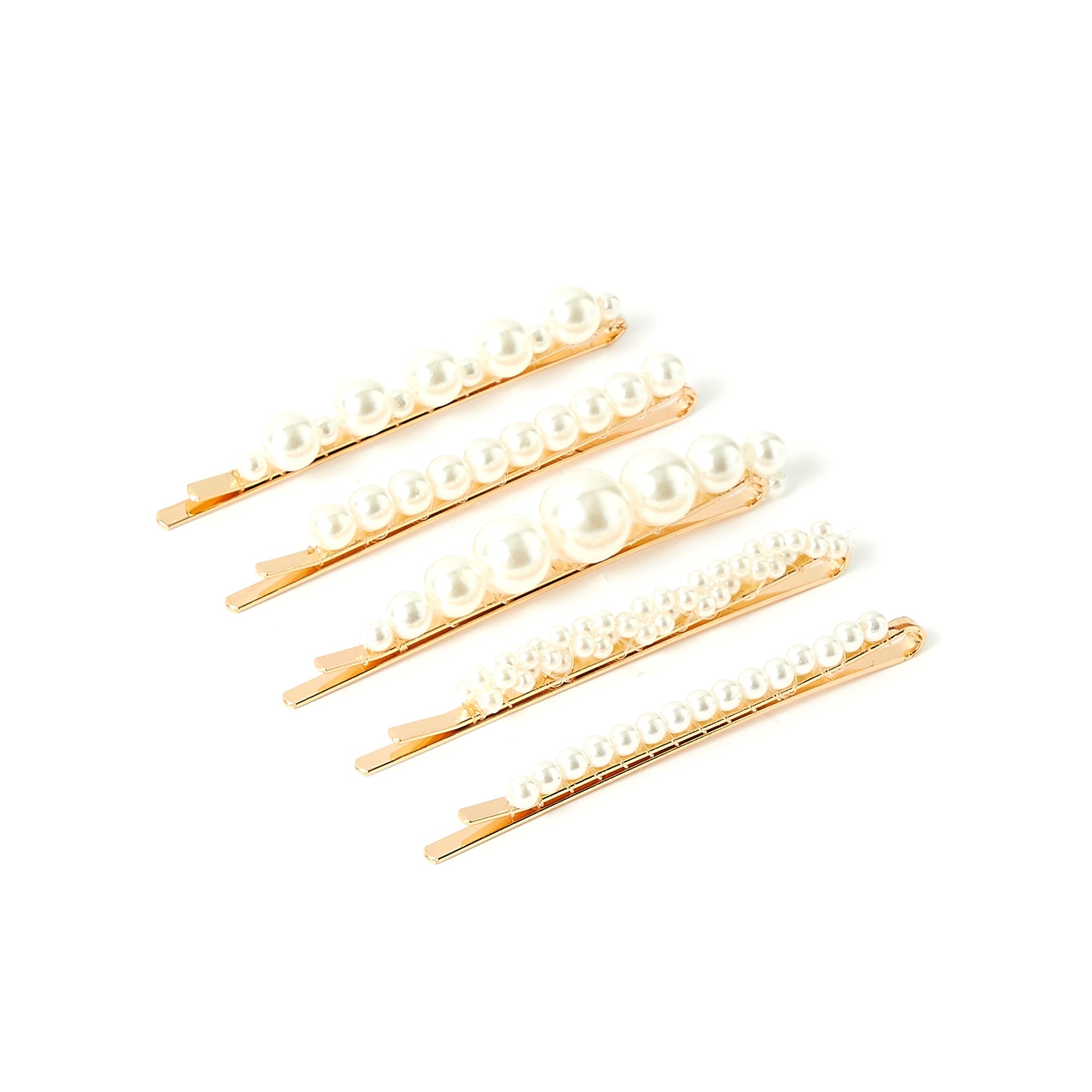Accessorize London Women's Set of 5 Mixed Pearly Slides Hair Clip Pack