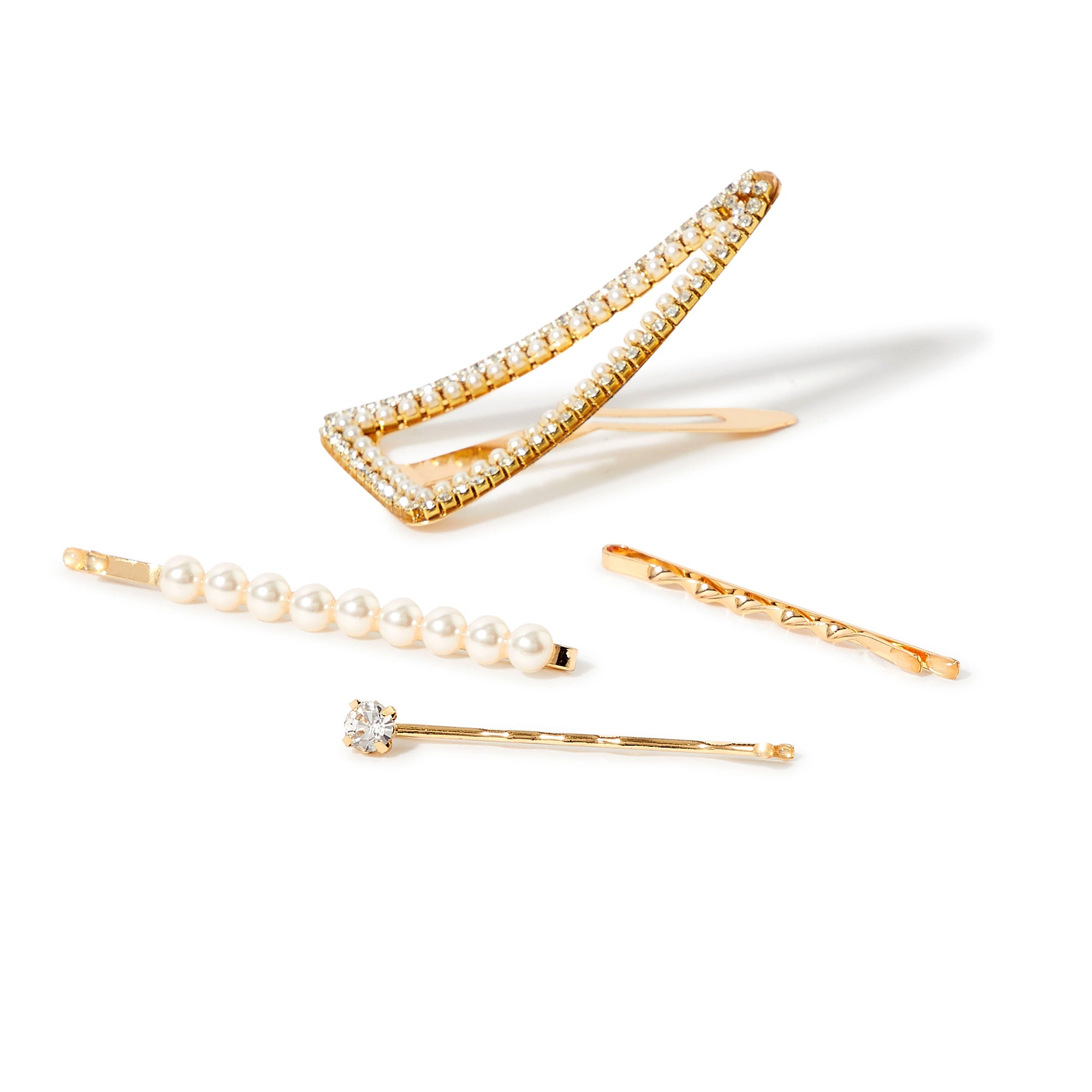 Accessorize London Women's Set of 4 Mixed Pearl Slides Hair Clip Pack