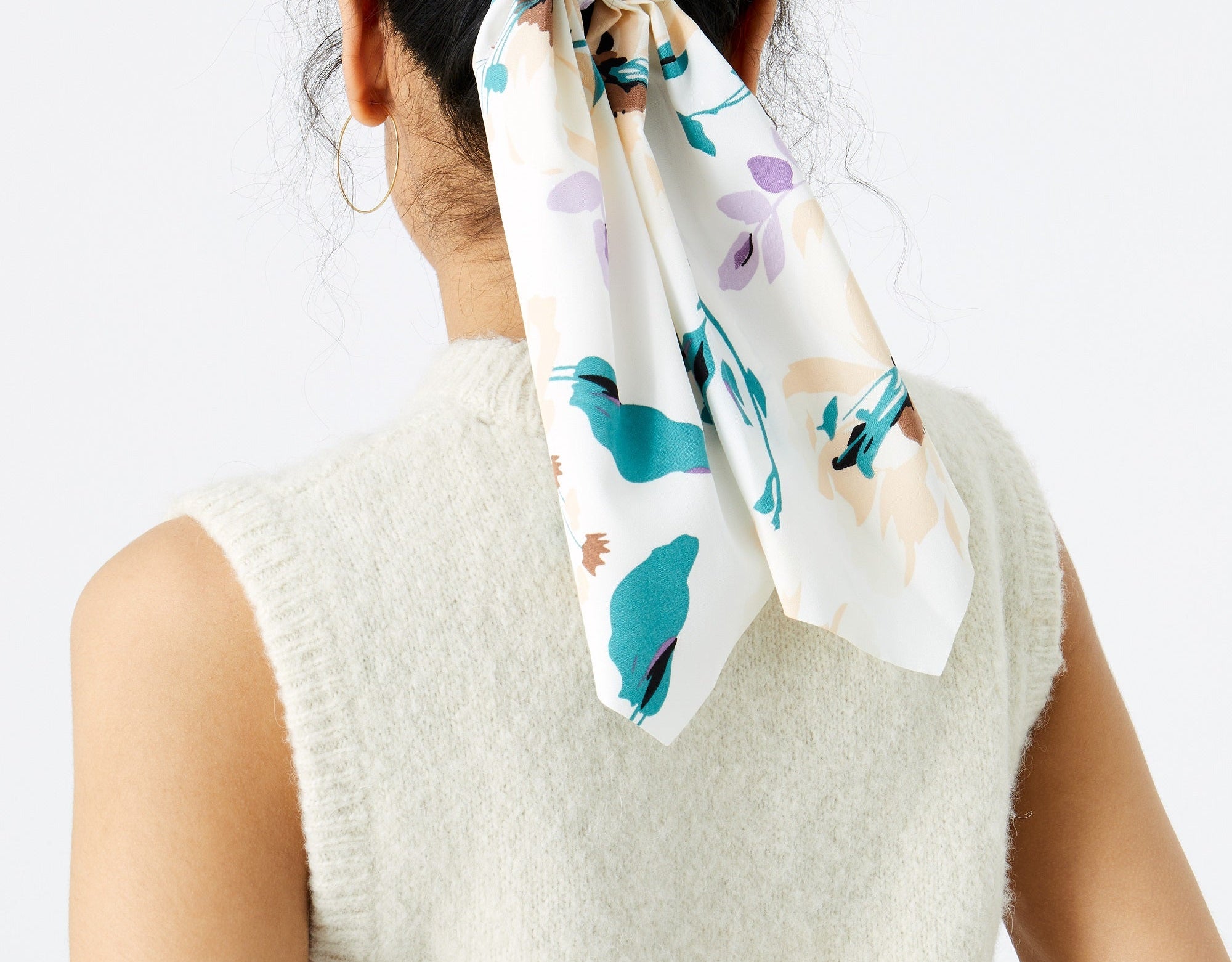 Accessorize London Women's White Floral Scarf Hair Pony