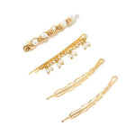 Accessorize London Women's Pack of 4 Gold Pearl Chain Slide Hair Clip