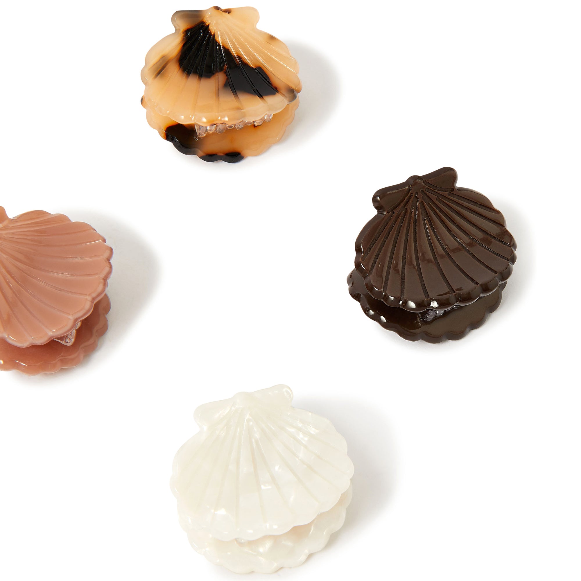 Accessorize London Women's Set of 4 Shell Resin Hair Claw Clip