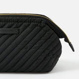Accessorize London Women's Faux Leather Black Quilted Wash Bag