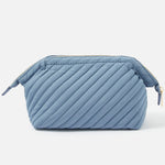 Accessorize London Women's Faux Leather Blue Quilted Wash Bag