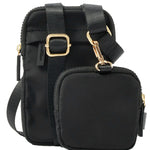 Accessorize London Women's Faux Leather Black Gym Accessory Phone Bag