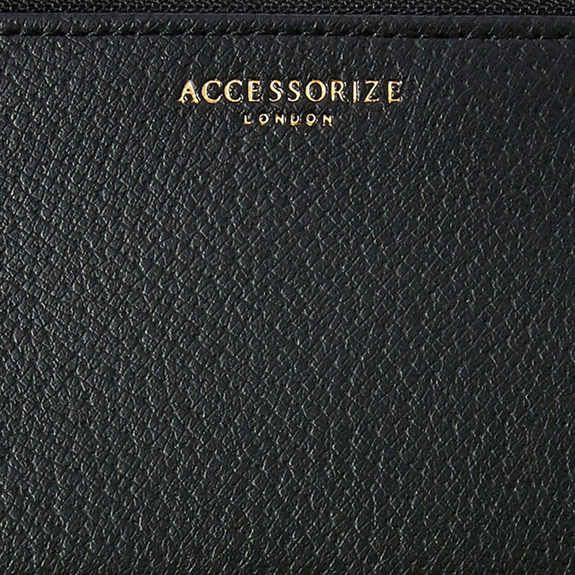 Accessorize London Women's Faux Leather Black Plain Card Holder