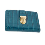 Accessorize London Women's Faux Leather Blue Croc Pushlock Wallet