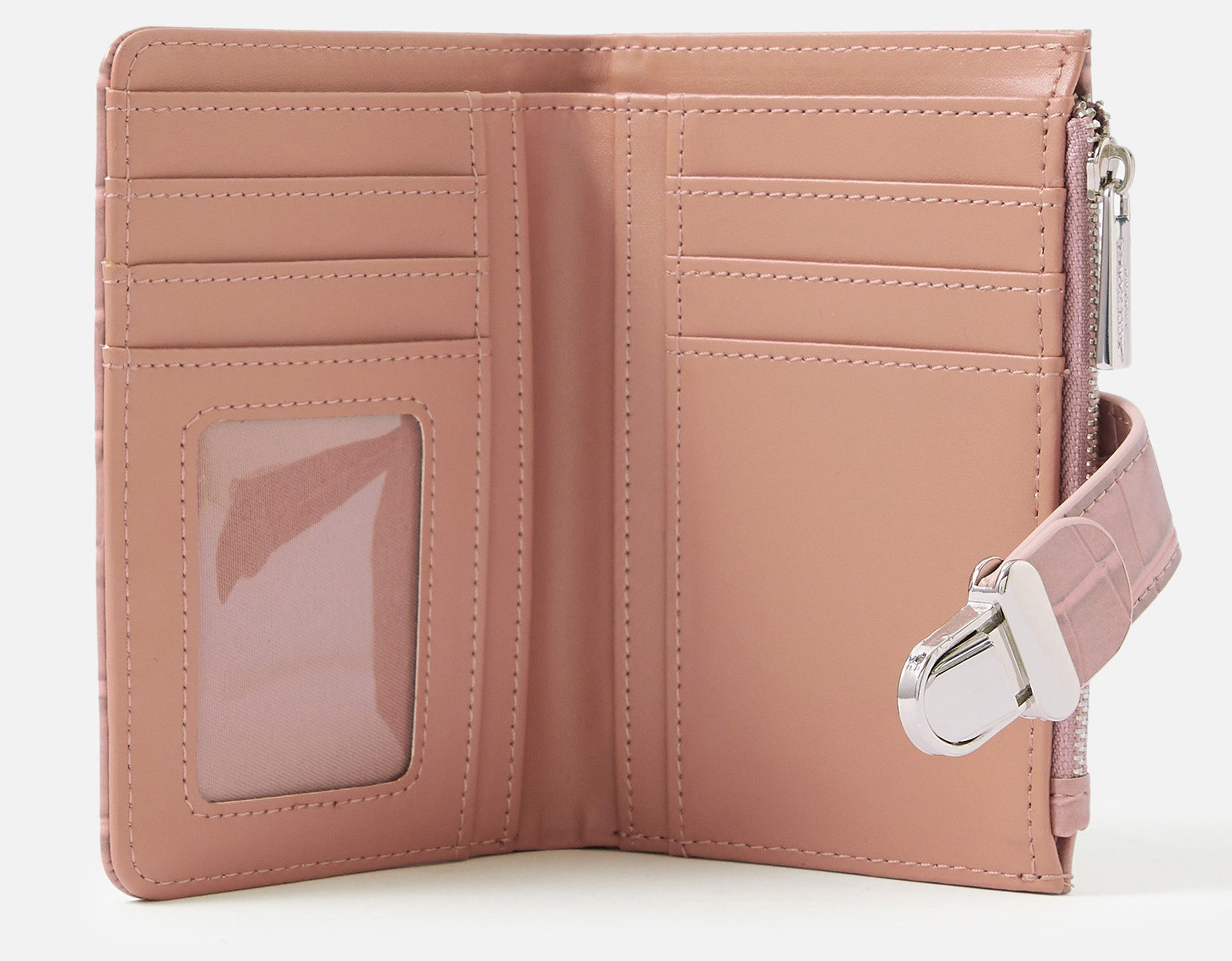 Accessorize London women's Pink Croc Pushlock Wallet Purse