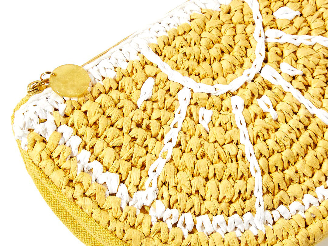 Accessorize London Women's Woven Yellow Lemon Slice Pouch Make Up Bag