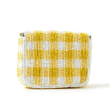 Accessorize London Women's Beaded Yellow Gingham Mini Purse Bag