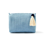 Accessorize London Women's Blue Denim Qulited Make Up Bag