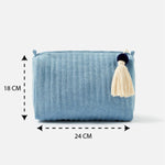 Accessorize London Women's Blue Denim Qulited Make Up Bag