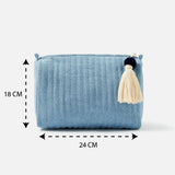 Accessorize London Women's Blue Denim Qulited Make Up Bag