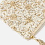 Accessorize London Women's Beaded White Daisy Embellished Pouch Make Up Bag