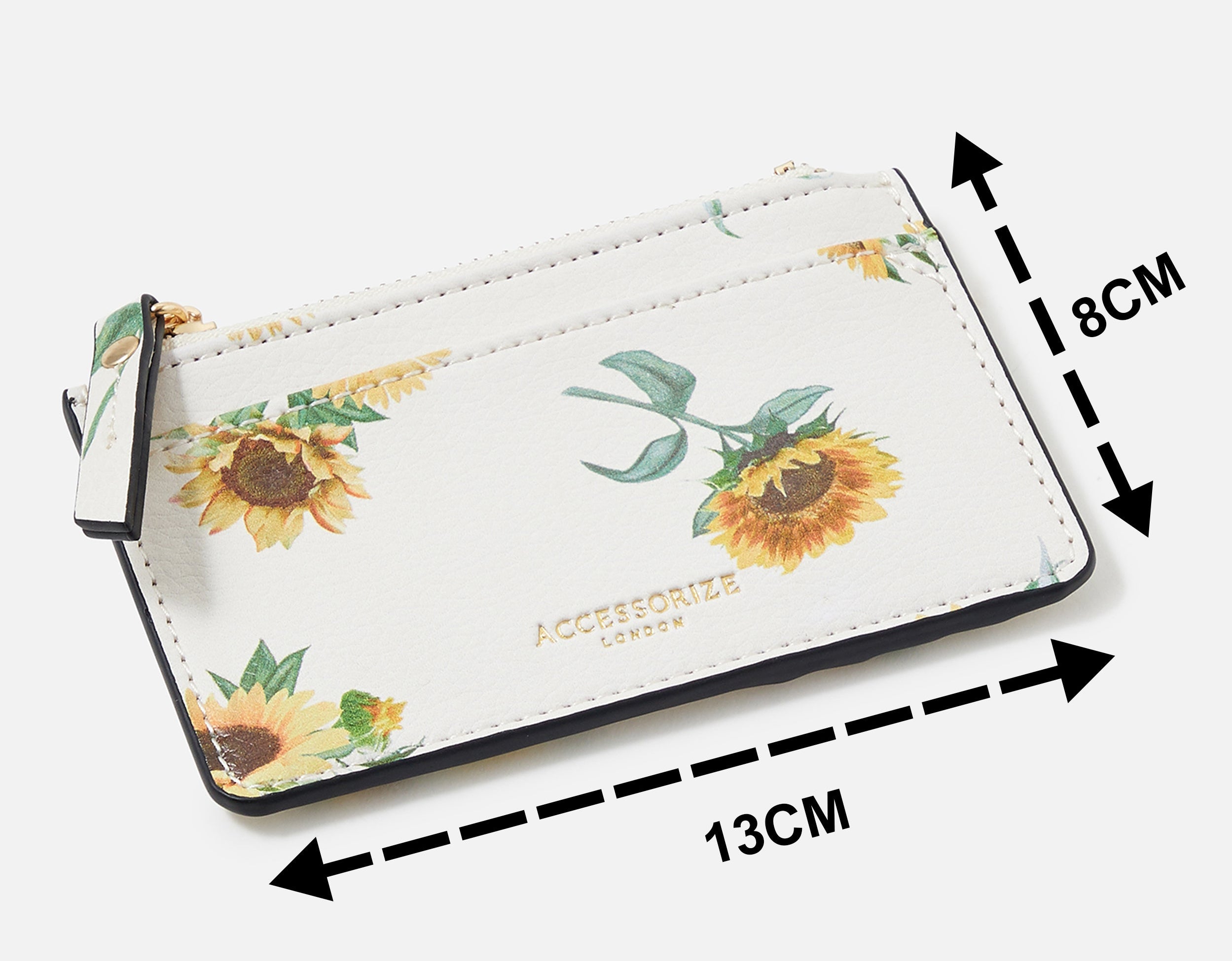 Accessorize London Women's Faux Leather Cream Sunflower Print White Cardholder Wallet Purse