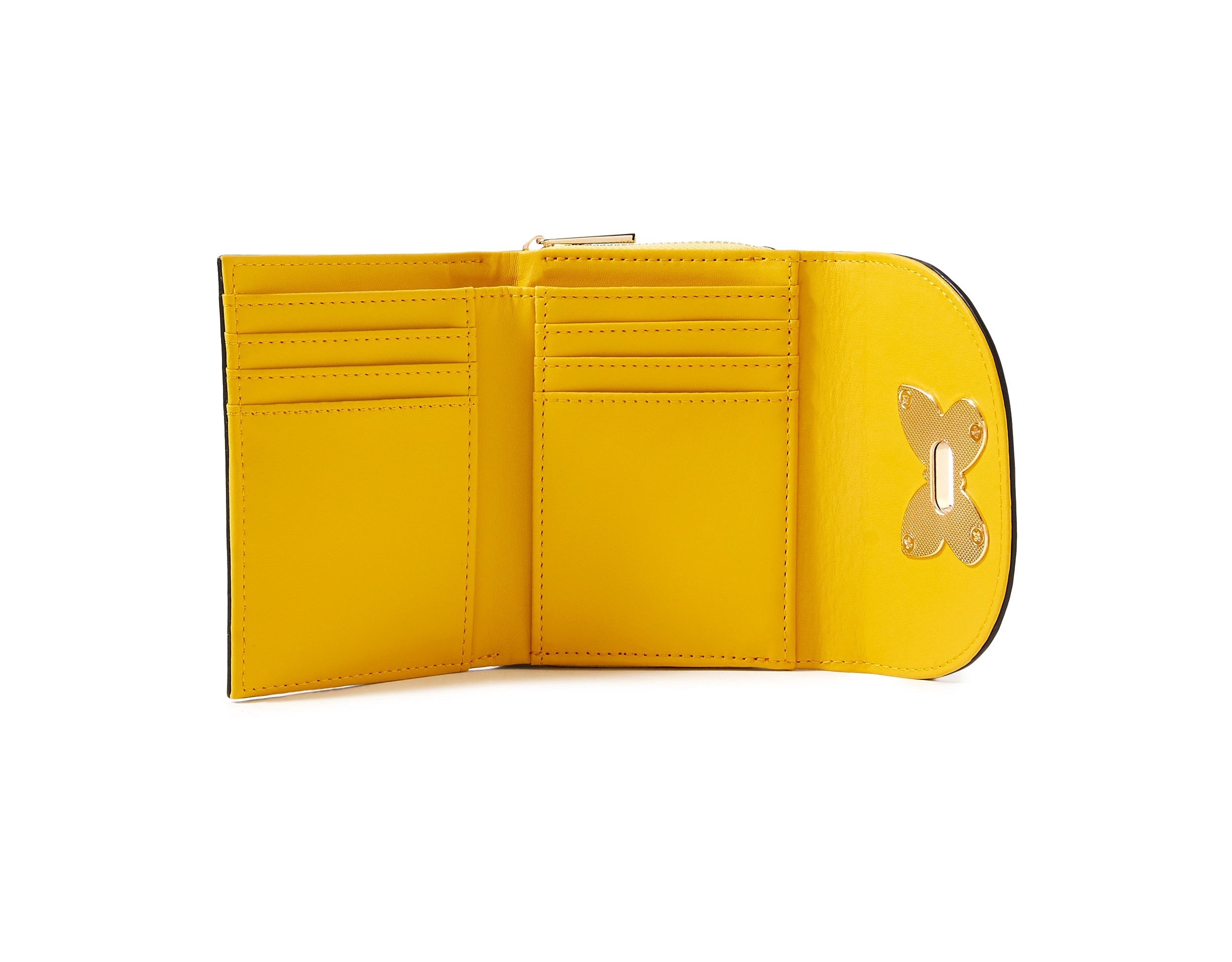 Accessorize London Women's Faux Leather Yellow Butterfly Wallet Purse