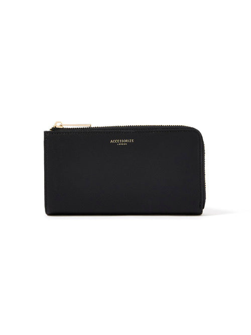 Accessorize London Women's Faux Leather black Reptile Large Wallet Purse