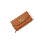 Faux Leather Brown Butterfly Large Profile Wallet Purse