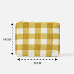 Accessorize London Women's Beaded yellow Large Gingham Beaded Pouch Make Up Bag