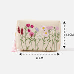 Accessorize London Women's Fabric White Flower Embroidered Make Up Bag