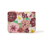 Accessorize London Women's Beaded Pink Floral Embellished Pouch Make Up Bag