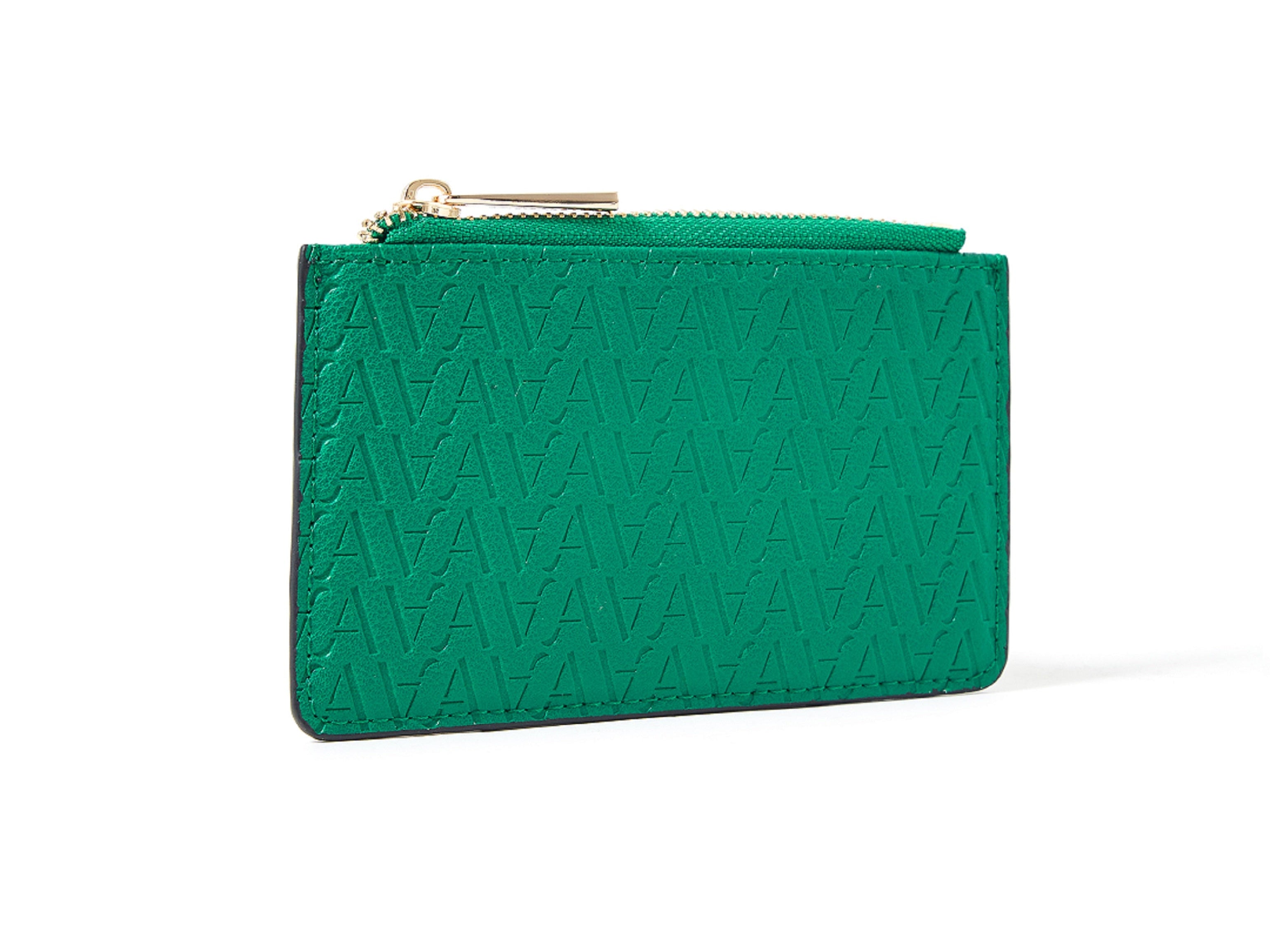Accessorize London Women's Faux Leather Green Logo Cardholder Wallet