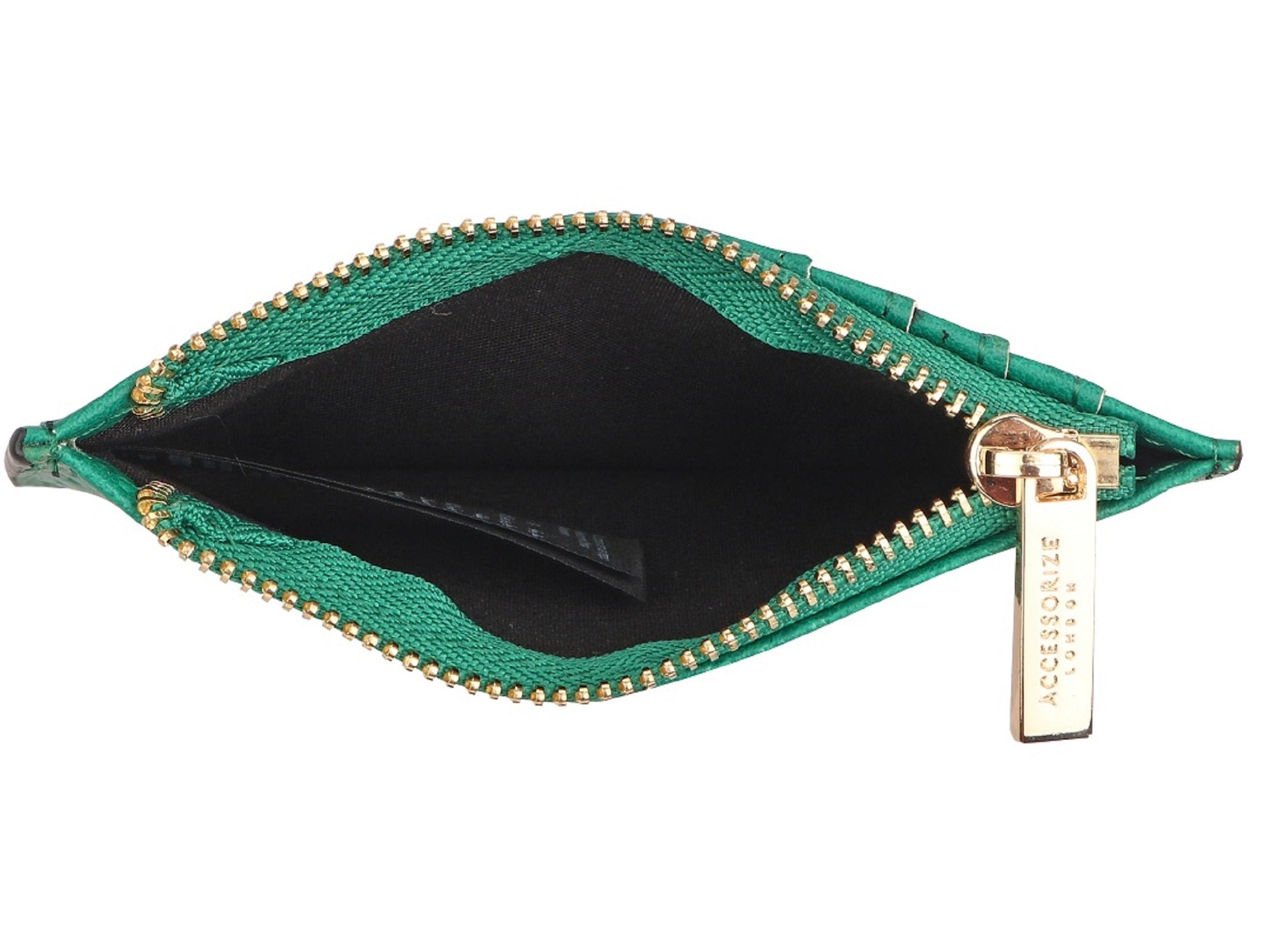 Accessorize London Women's Faux Leather Green Logo Cardholder Wallet