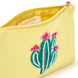 Accessorize London Women's Cotton Yellow Cactus Pouch