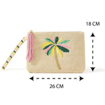 Accessorize London Women's Beige Jute Palm Tree Large Pouch