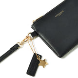 Accessorize London Women's Faux Leather Black Charm Wristlet Wallet