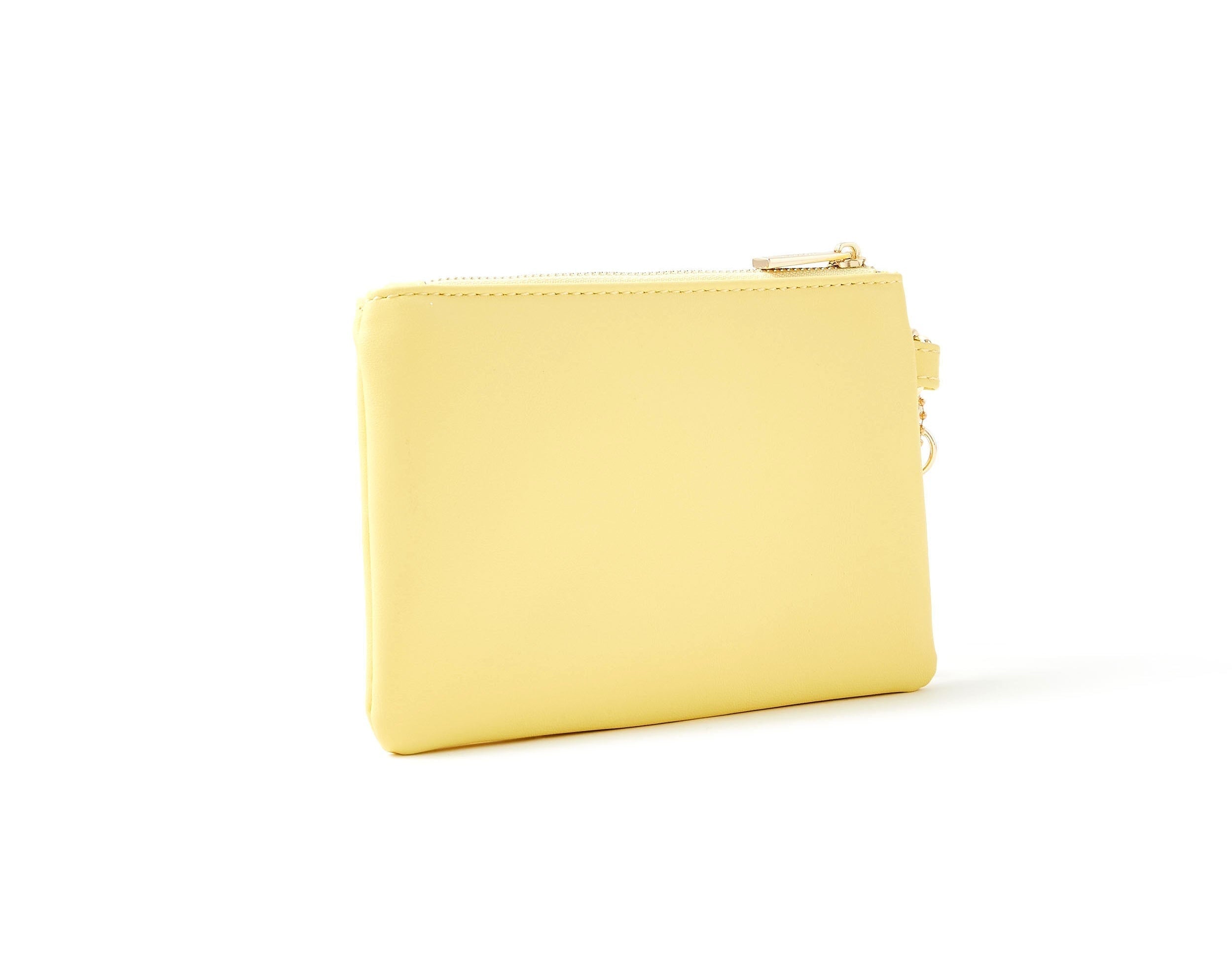 Accessorize London Women's Faux Leather Yellow Charm Wristlet Wallet