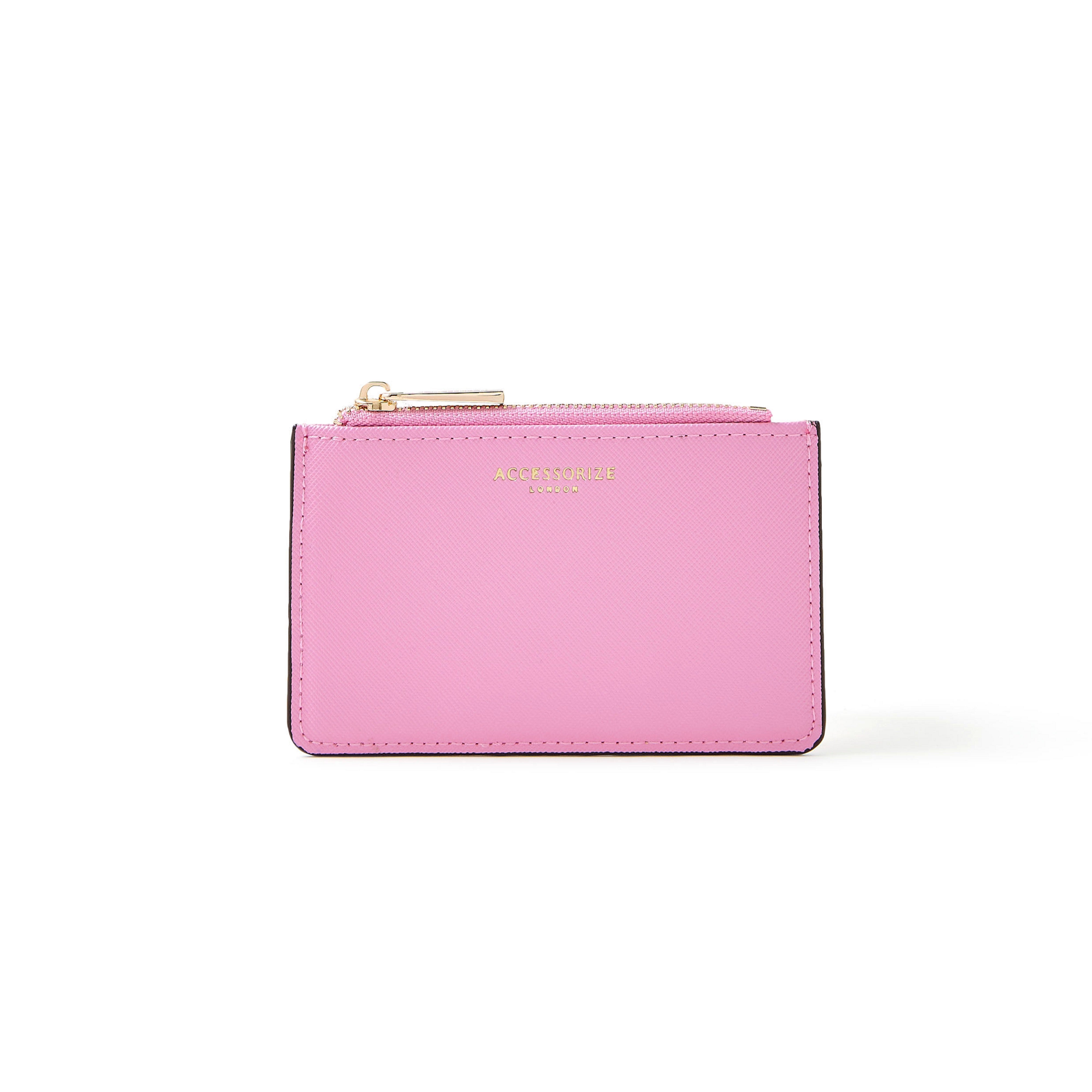 Accessorize London Women's Faux Leather Pink Casey Cardholder wallet