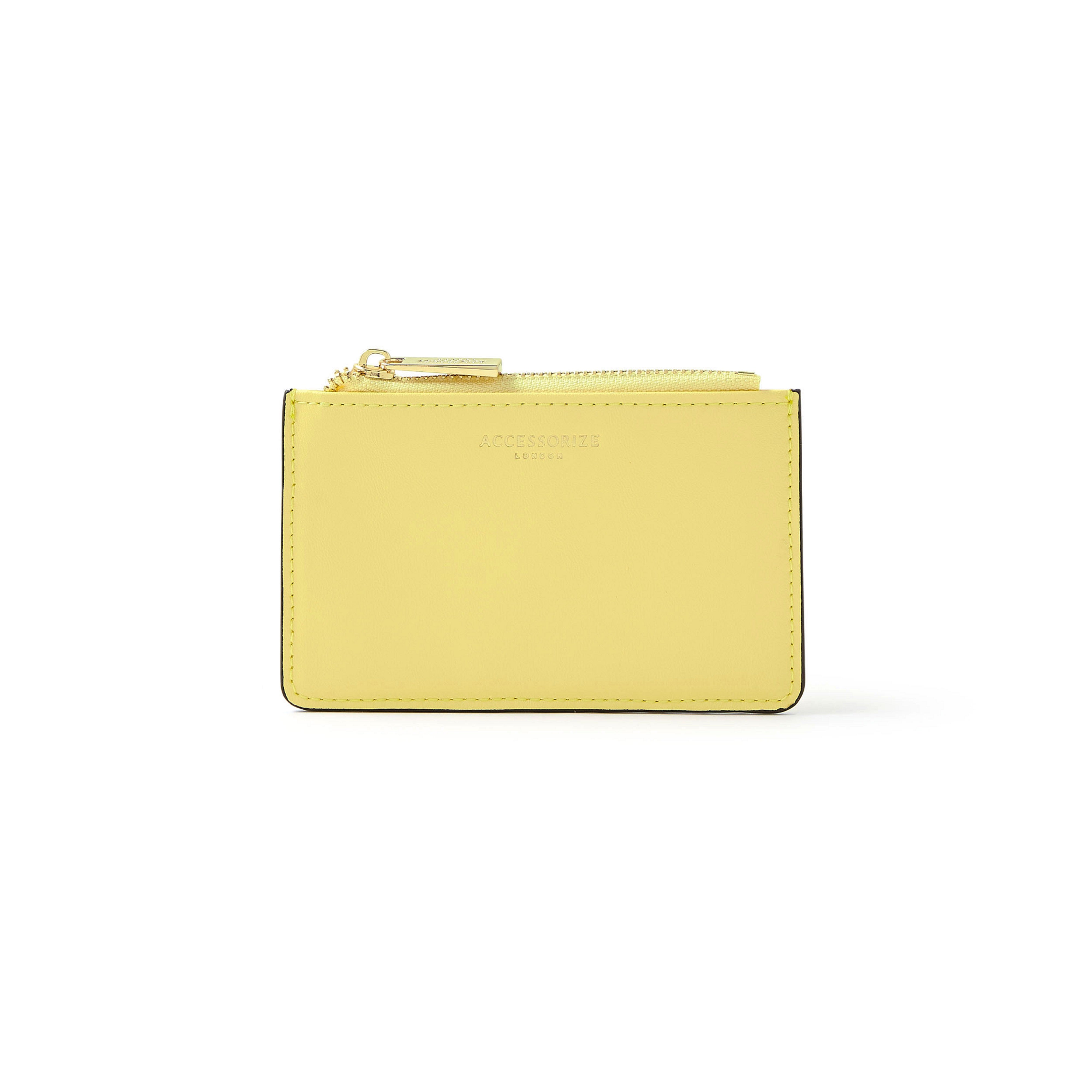 Accessorize London Women's Faux Leather Yellow Casey Cardholder Wallet