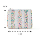 Accessorize London Women's Fabric Multi Sequin Stripe Pouch