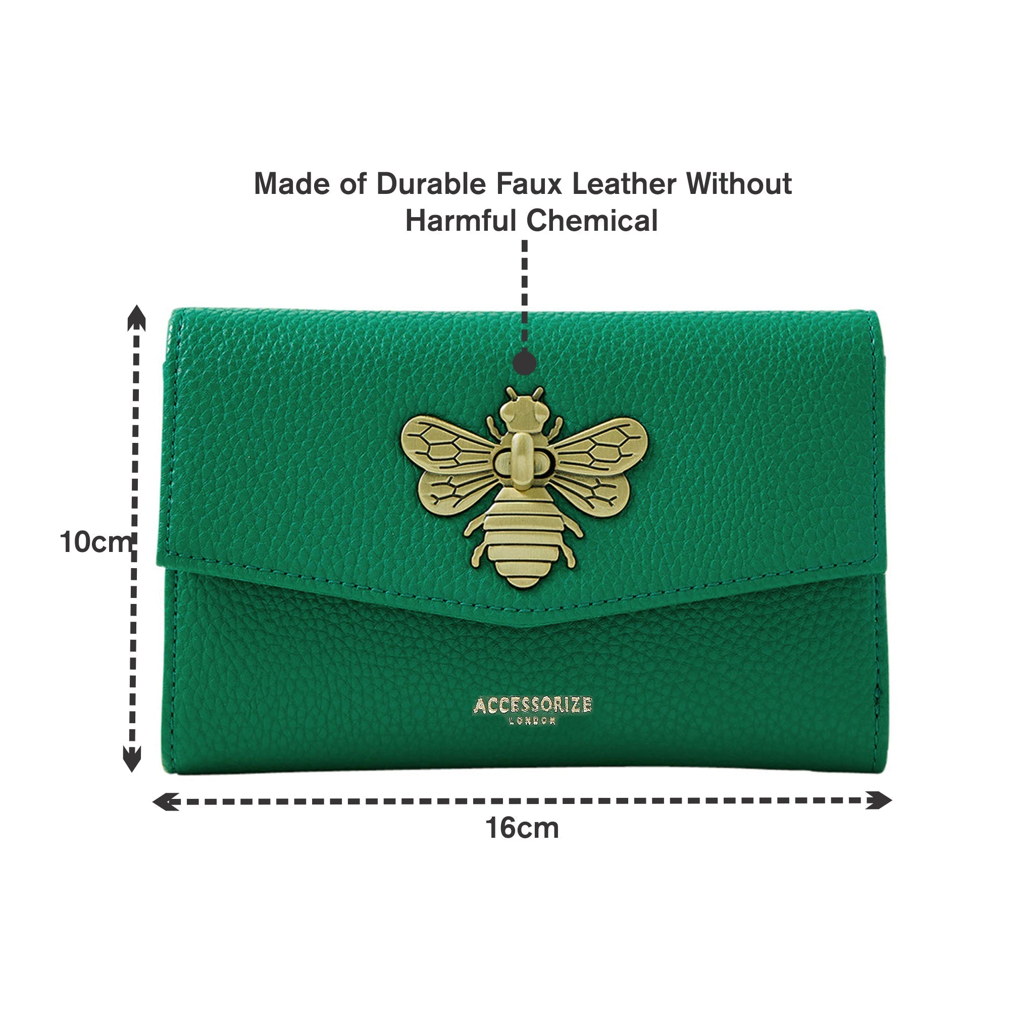 Accessorize London Women's Faux Leather Britney Bee Wallet - Green