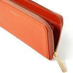 Accessorize London Women's Faux Leather Orange Large Zip Around Wallet