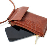 Accessorize London Women's Faux Leather Tan Carrie Croc Phone Bag