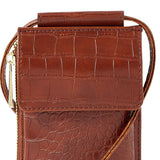 Accessorize London Women's Faux Leather Tan Carrie Croc Phone Bag