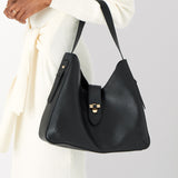 Accessorize London women's black Talia Large Twistlock bag