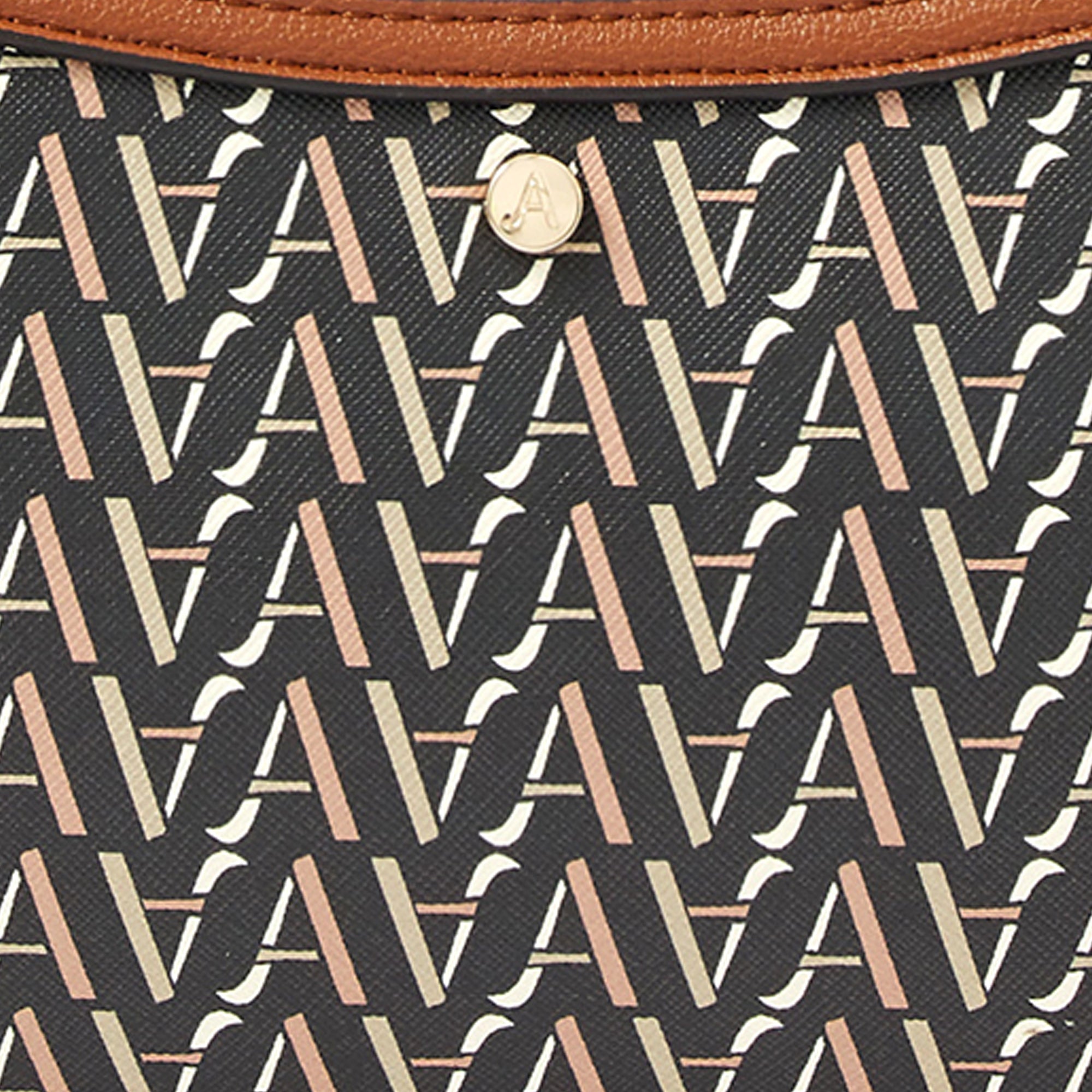 Accessorize London women's Faux Leather Tan Mika Monogram Baguette Bag