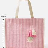 Accessorize London women's Pink fabric Esme Woven Tote bag